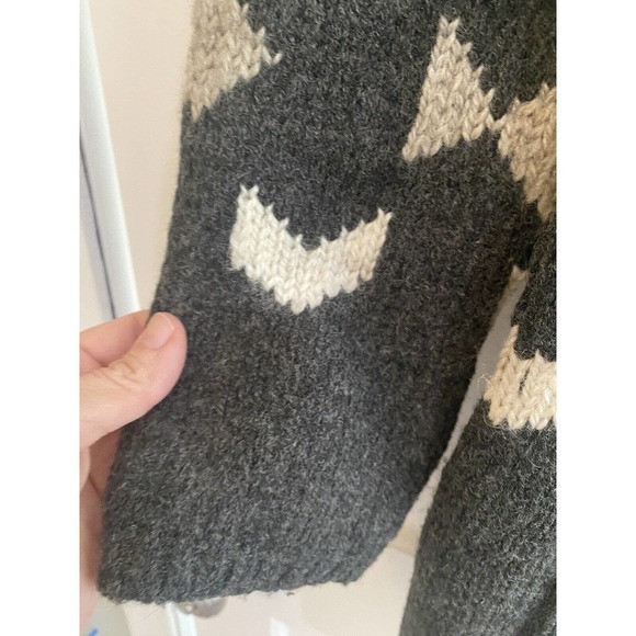 J JILL Wool Chunky Knit Southwestern Fair Isle Beaded Cardigan Sweater Size XS - Picture 6 of 14